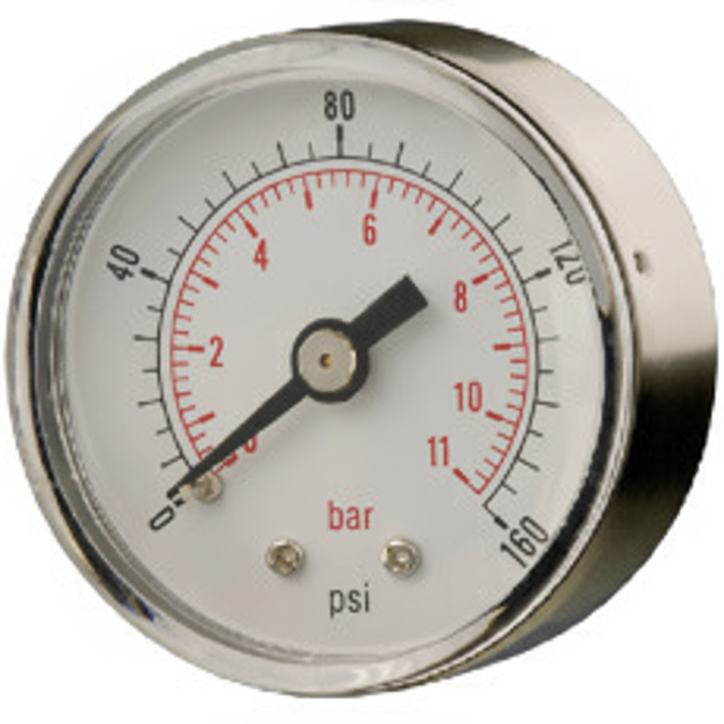 1/4" 50mm 0-10 Bar Back Entry Pressure Gauge