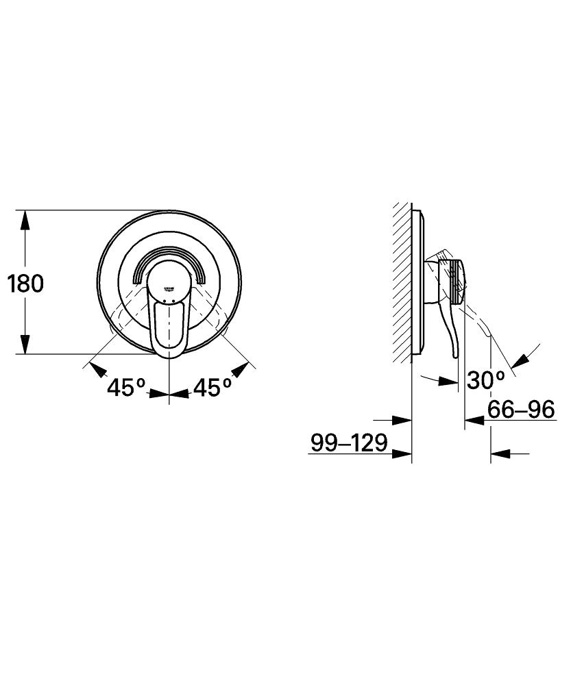 Grohe 19523 Europlus single lever shower mixer trimset