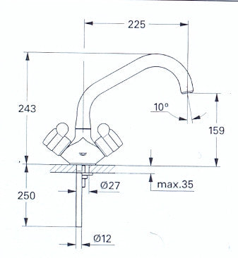 Grohe 31289 Petita Sink Mixer, biflo 1/2"