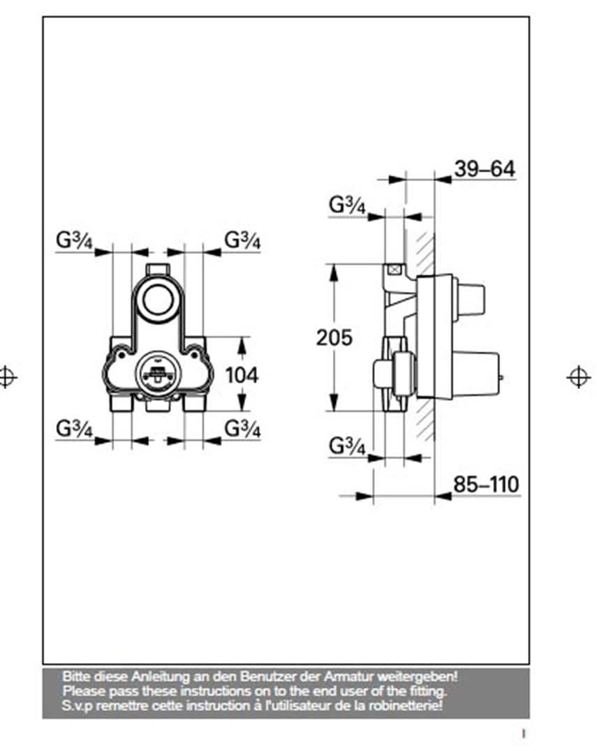 Grohe 3422600Y Automatic 2000 Thermostatic Single BIV shower