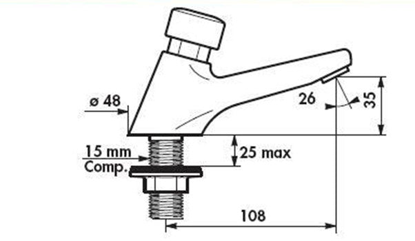 Delabie 745257 Tempostop Automatic Shut Off Basin Tap
