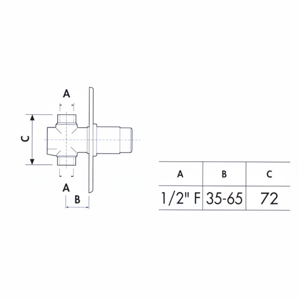 River R750 Concealed Push Button Shower Valve - dimensions drawing