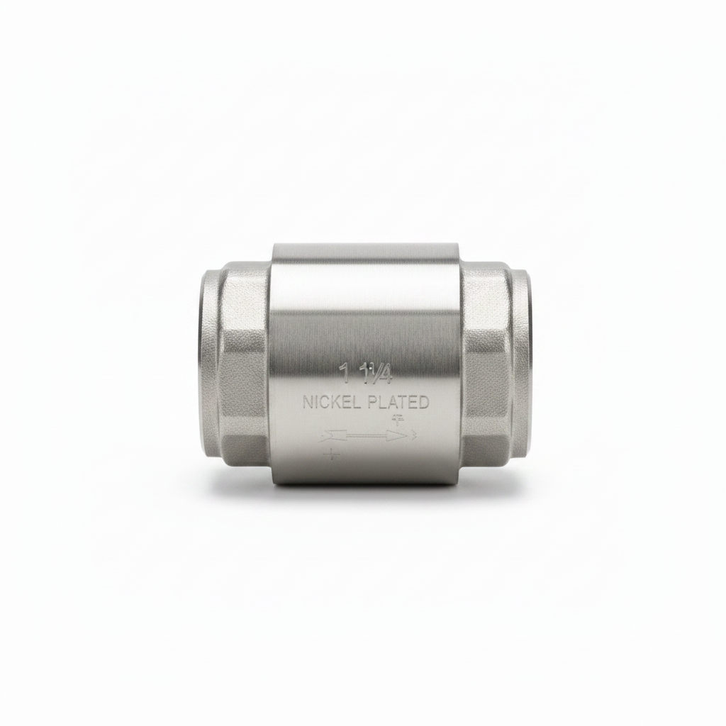 1 1/4" Nickel Plated Single Check Valve - side profile