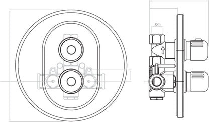 Inta 10025CP Ion Concealed Thermostatic Shower valve and trimset