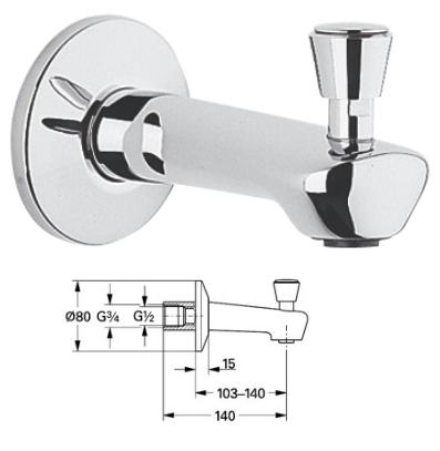 Grohe 13604 Wall mounted bath spout with diverter