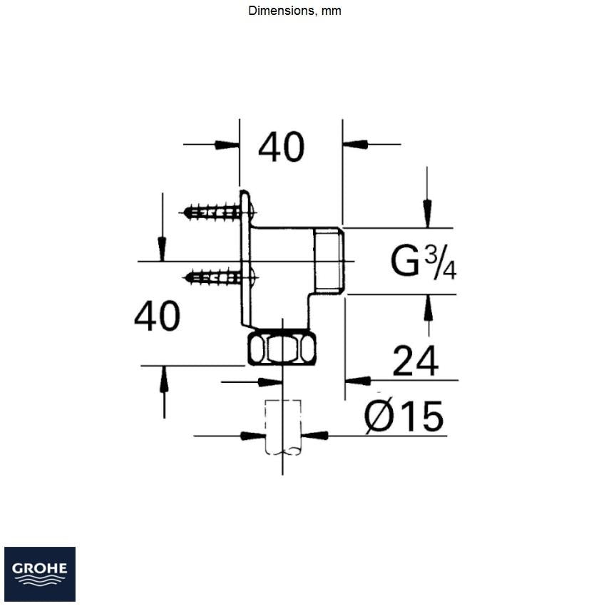 Grohe 18862 Back Plate Elbow Unions 1/2" x 3/4"