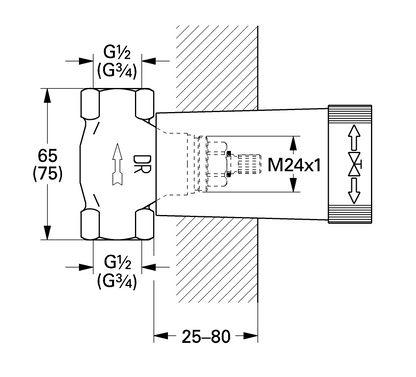 Grohe 29800 1/2" Concealed stop valve