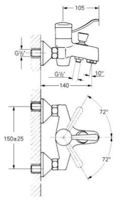 Grohe 33421 Euromix Wall Mounted bath shower mixer