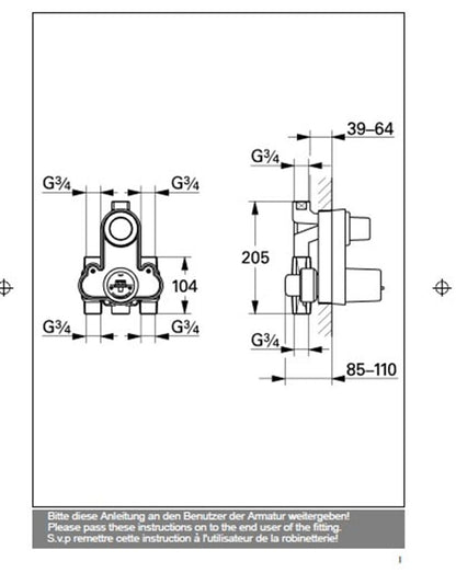 Grohe 3422600Y Automatic 2000 Thermostatic Single BIV shower