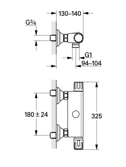 Grohe 34621 Auto 2000 3/4" Thermostatic Shower Mix Exposed