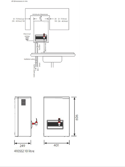 Zip 410552 10 Ltr Hydroboil Instant on-wall boiling water heater in white