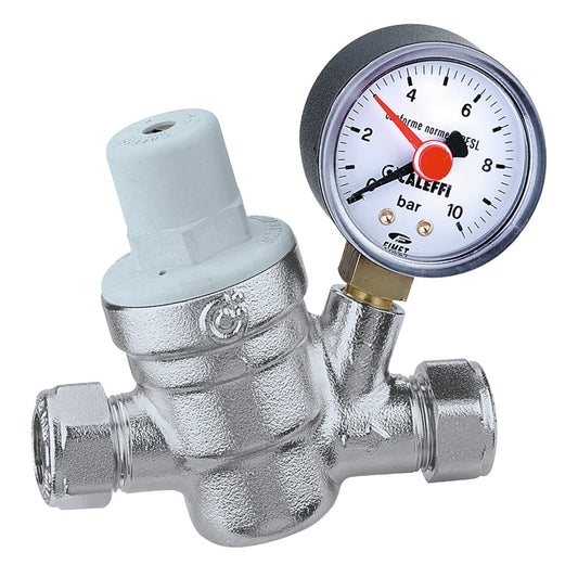 Caleffi 533851 22mm 3 bar Inclined Pressure reducing valve with pressure gauge