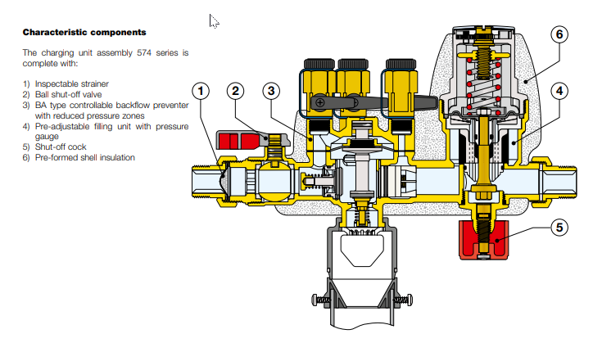 Caleffi 574011 Automatic Filling Unit with BA Type Backflow Preventer