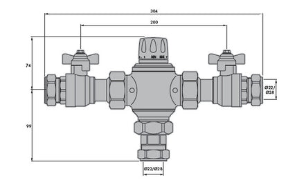 INTA 61028CPB Intamix Pro 28mm thermostatic Mixing Valve