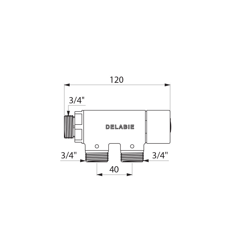 Delabie 733020 3/4" Premix Compact Thermostatic mixing valve