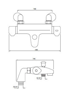 Inta 922245CP PLUS Thermostatic BSM with Flexible Slide Rail Kit & Deck Mounting Legs