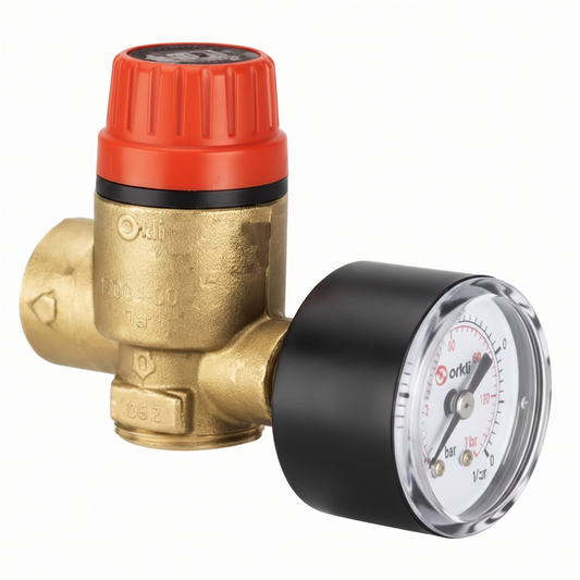 Orkli 17004.01   1/2" F X F 3 bar Safety Relief Valve c/w Gauge