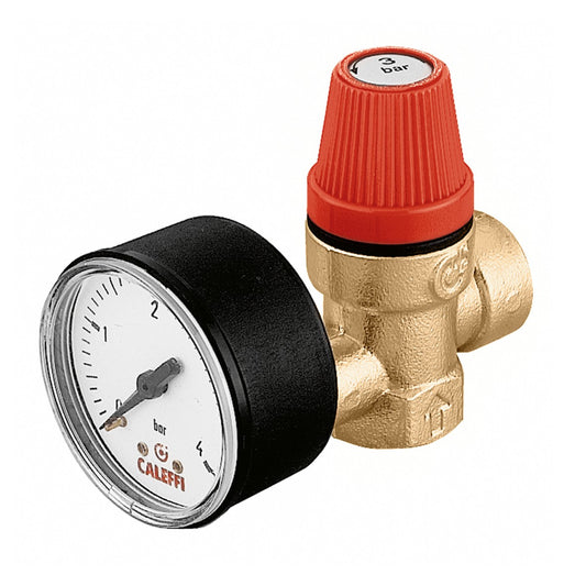 Caleffi 313430 1/2" FI Safety Relief Valve c/w gauge