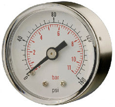 1/4" 50 mm 0-10 Bar Back Entry Pressure Gauge