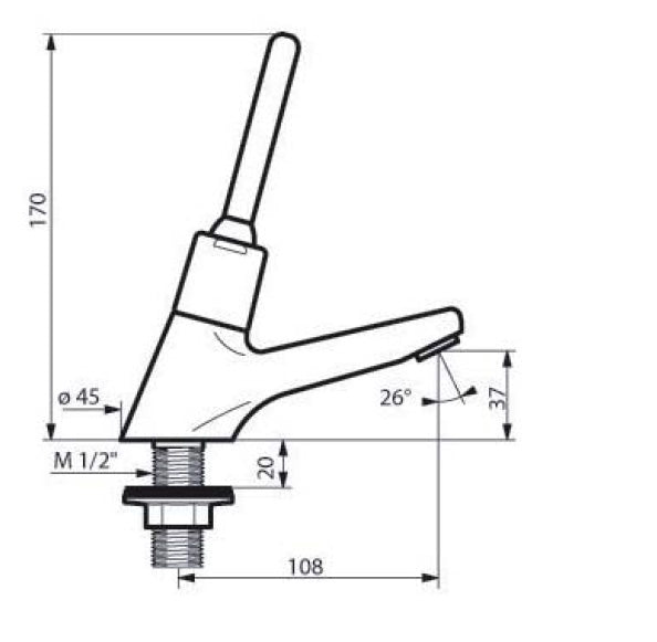 Delabie 745450 Tempostop Lever Action Basin Tap