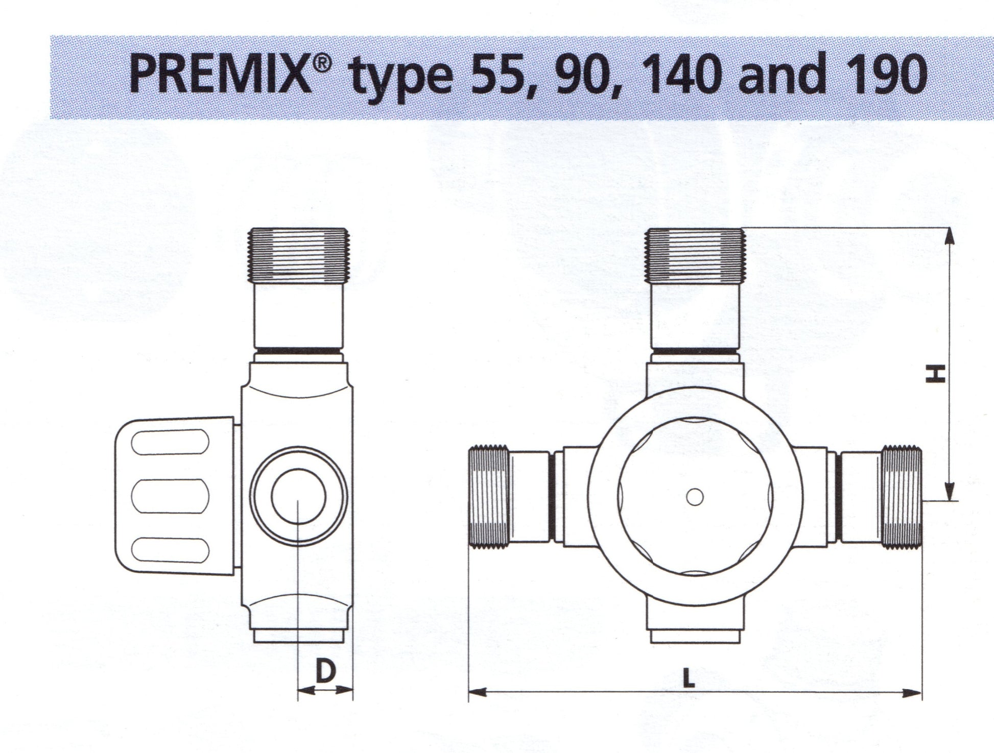 Delabie Premid 55 3/4" thermostatic valve dimensions
