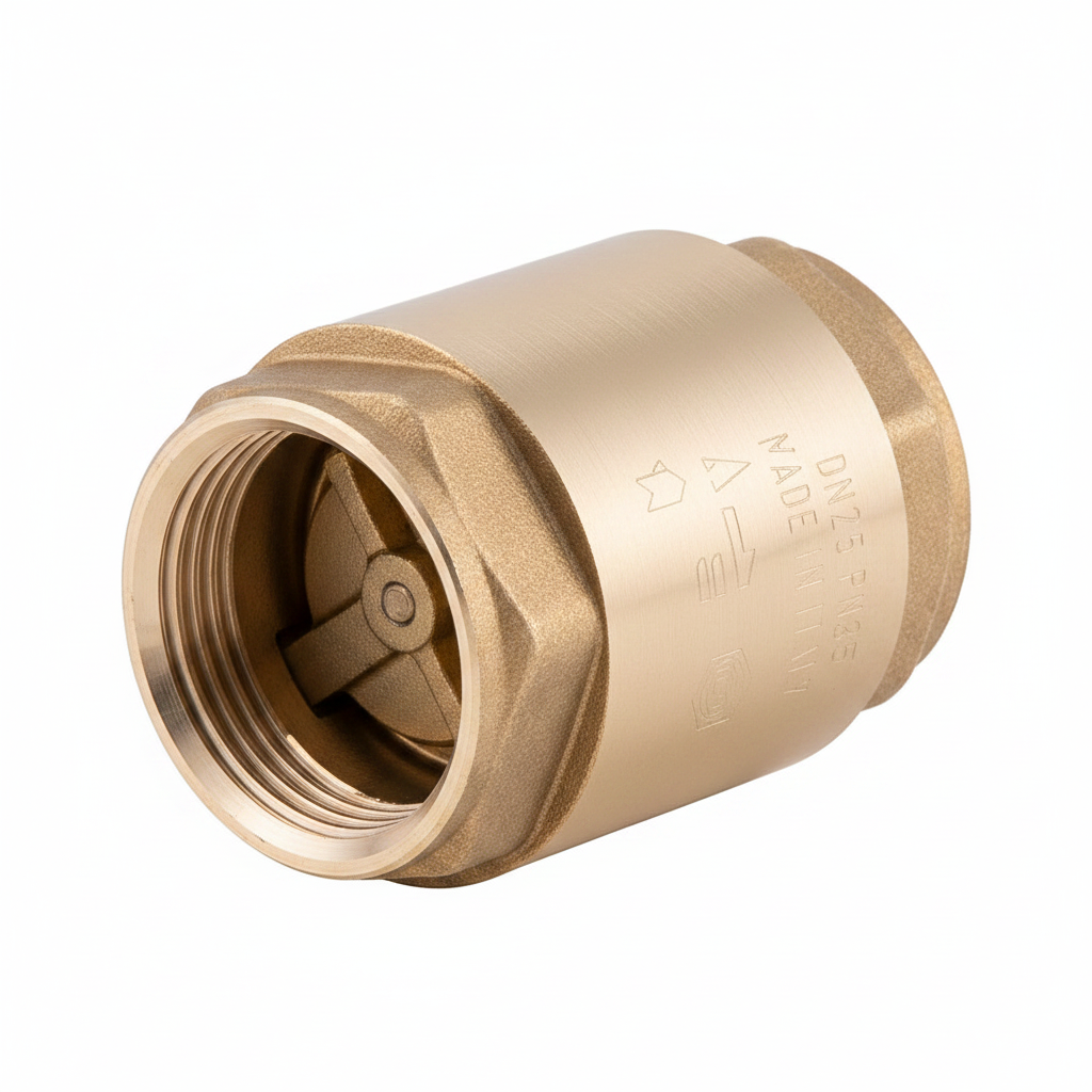 3" f x f brass single check valve - end view