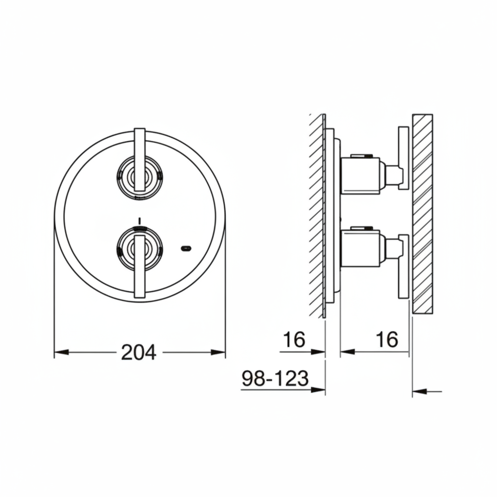 Grohe 19145 trimset dimensions