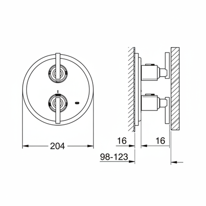 Grohe 19145 trimset dimensions