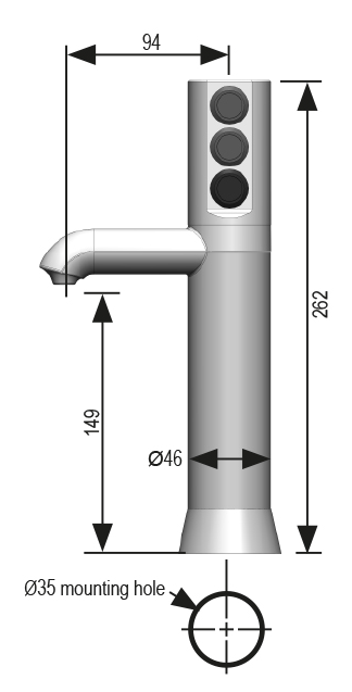 Zip HydroTap G5 H5J704Z00UK Industrial Side Touch boiling chilled 160/175 bright chrome for work