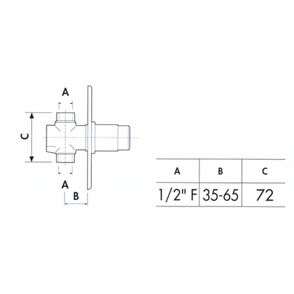 River R750 Concealed Push Button Shower Valve - dimensions drawing