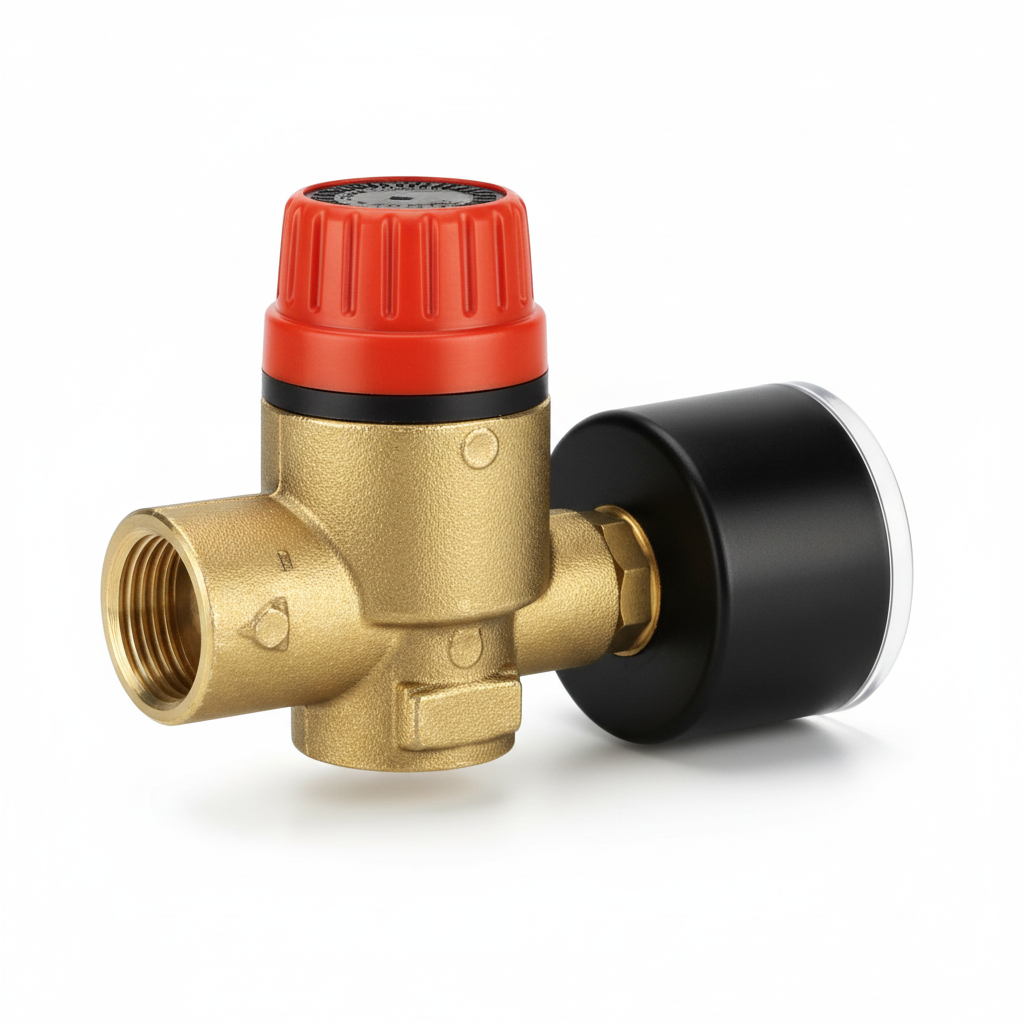 Orkli 17004.01 1/2 inch F x F 3 bar Safety Relief Valve with Gauge