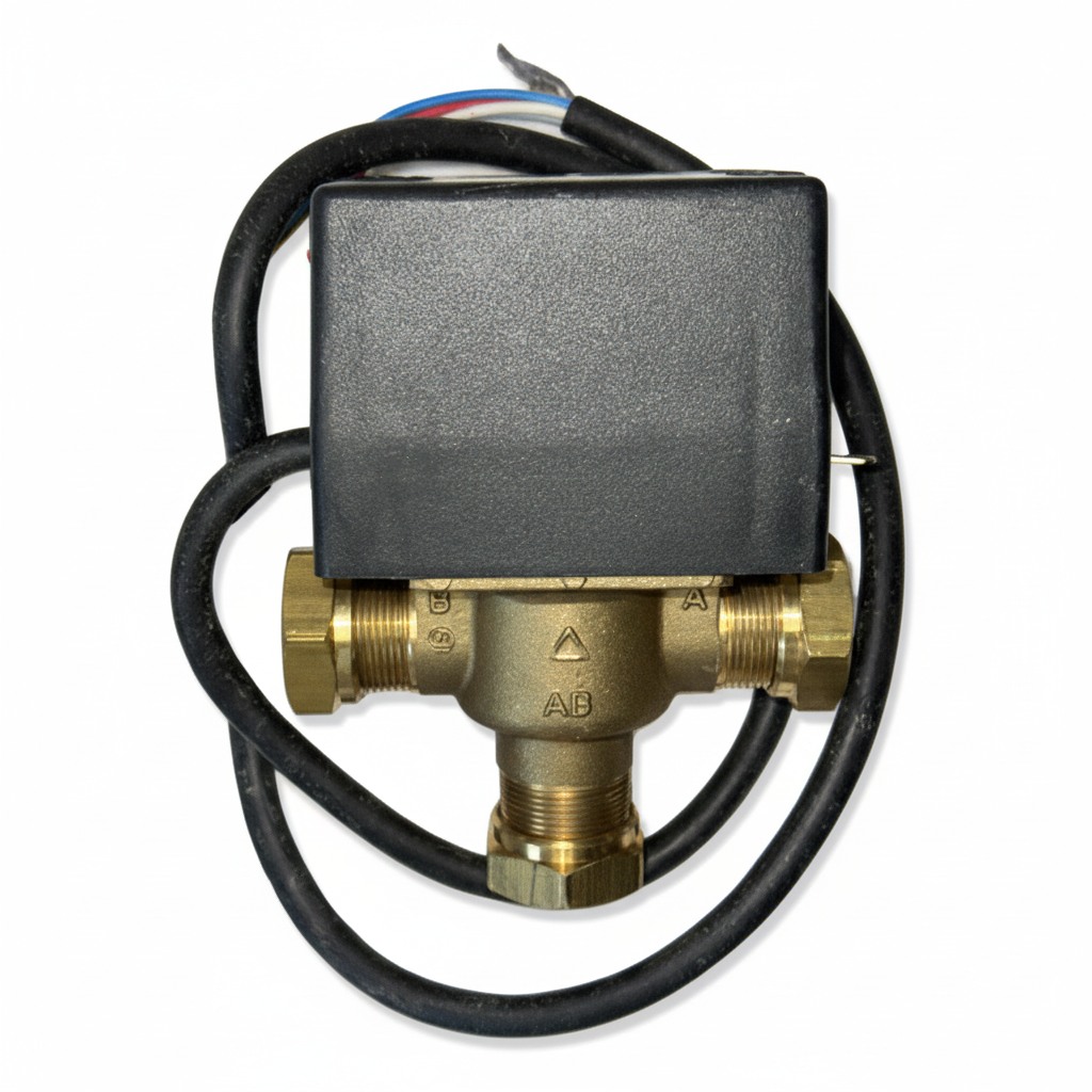 MUT 22mm 3 Port Mid position motorised valve front view
