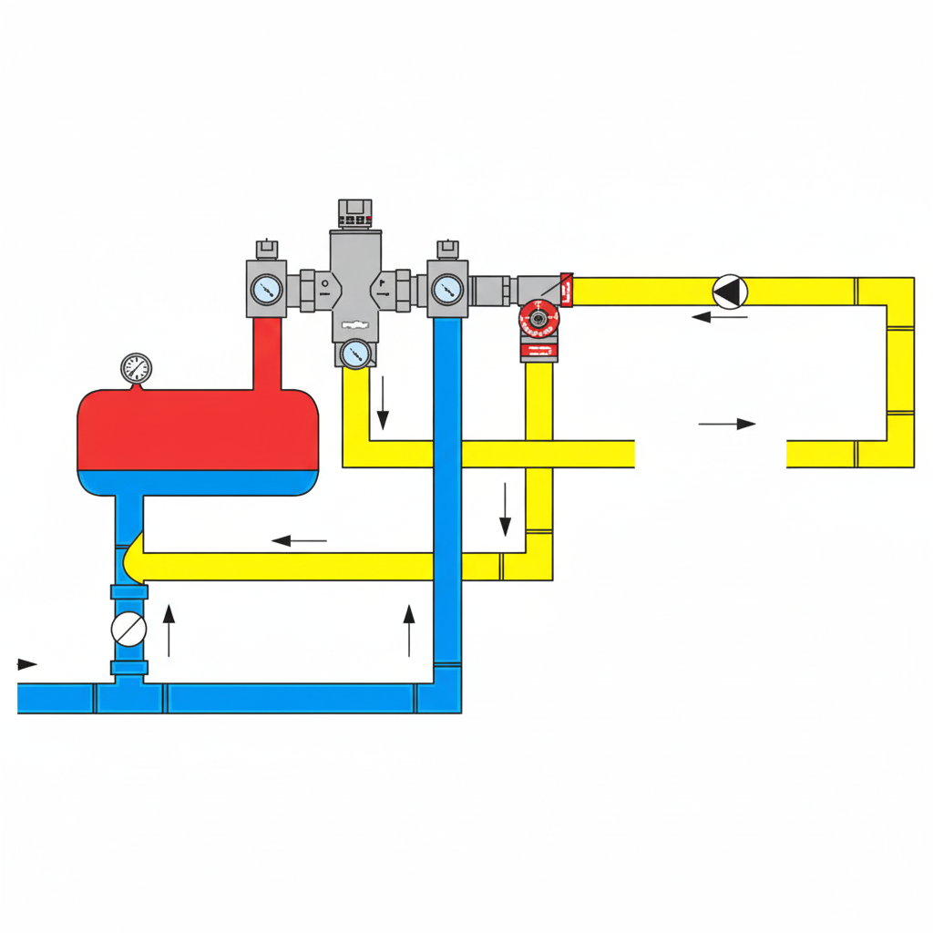 River R3300 1 1/4" Ecosystem Group Thermostatic Mixing Valve - line drawing