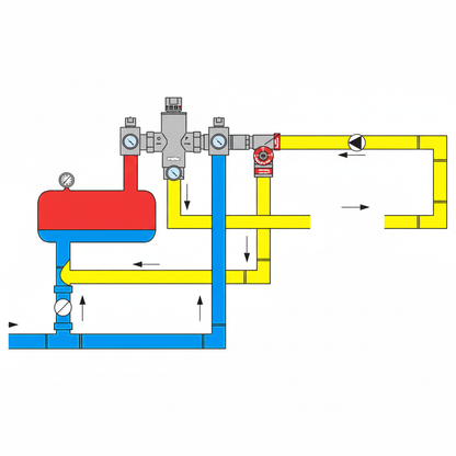 River R3300 1 1/4" Ecosystem Group Thermostatic Mixing Valve - line drawing