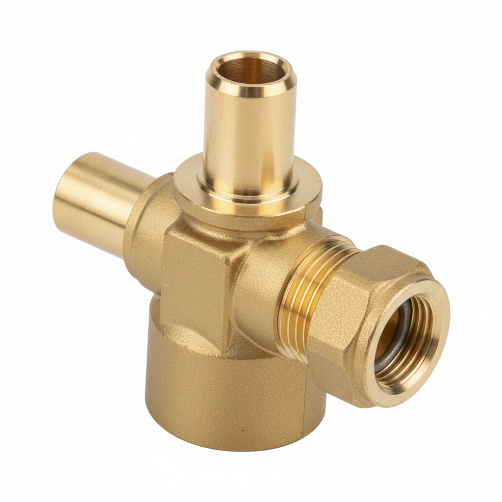 Expansion vessel brass manifold - angled view