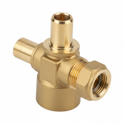 Expansion vessel brass manifold - angled view