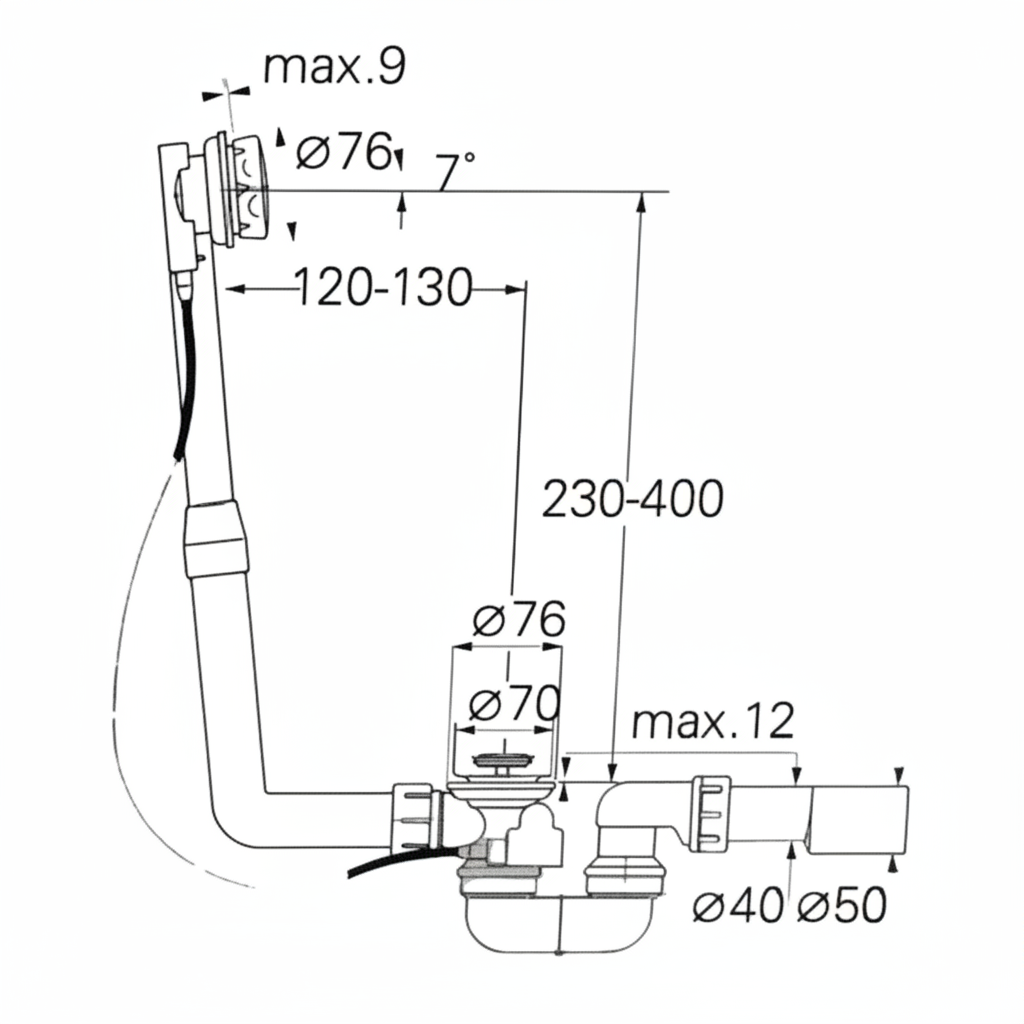 Grohe 28953Z Waste Overflow set 1 1/2" dimensions diagram