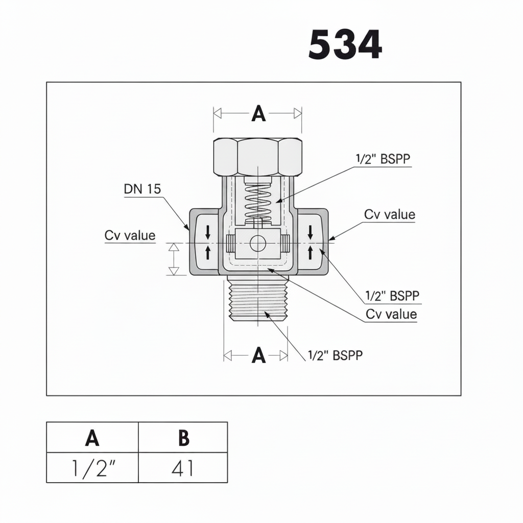 Calflow 534112 1/2" flow regulators 12 Ltrs/minute limiter regulator diagram