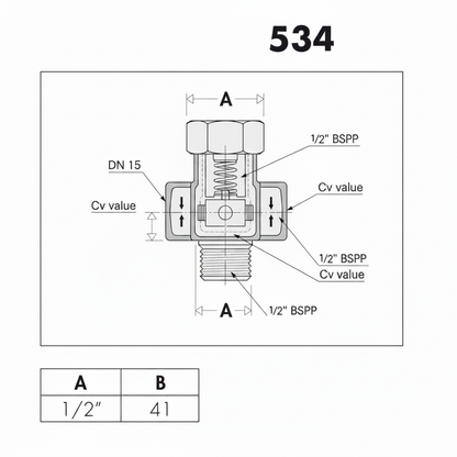Calflow 534112 1/2" flow regulators 12 Ltrs/minute limiter regulator diagram