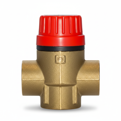 Orkli 17004-00 1/2 inch F x F Safety Pressure Relief Valve 3 Bar with Gauge Port - side view