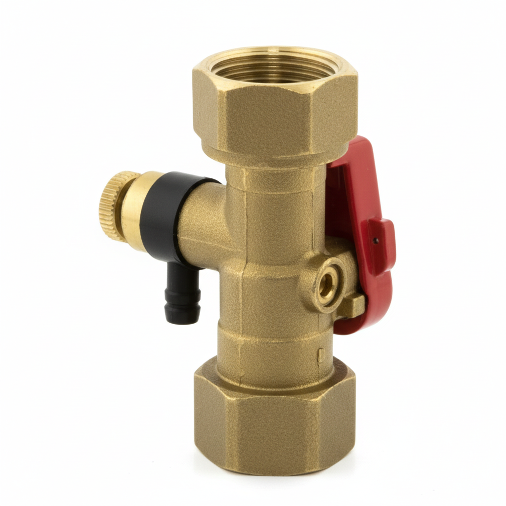 Expansion vessel service valve 3/4" BSP PF X 3/4" BSP swivel union - alternative view