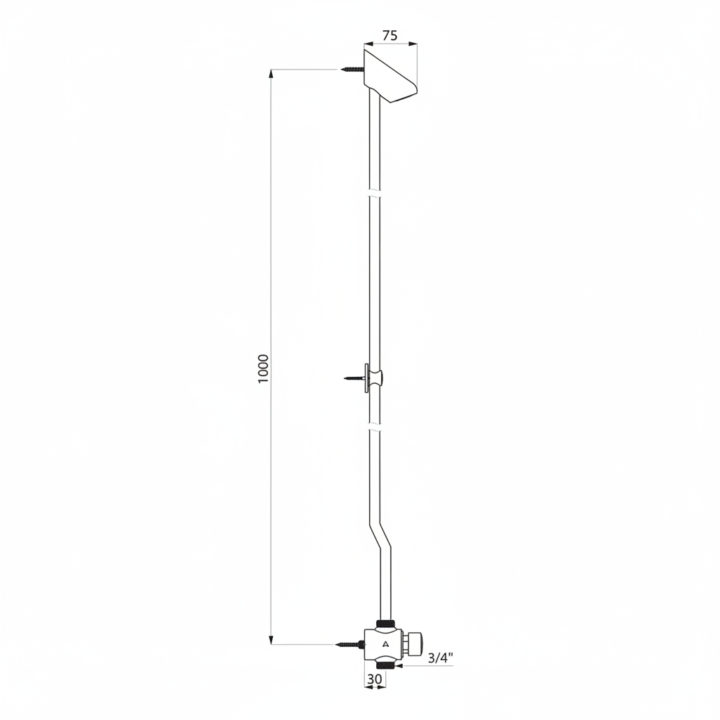 Delabie 749001 Tempomix shower mixer kit exposed - dimensions drawing