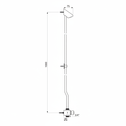 Delabie 749001 Tempomix shower mixer kit exposed - dimensions drawing
