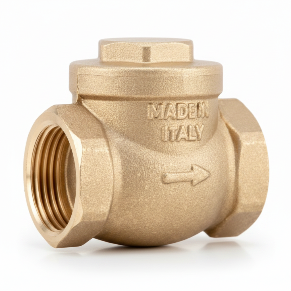 2 1/2" brass horizontal swing flap check valve - side view