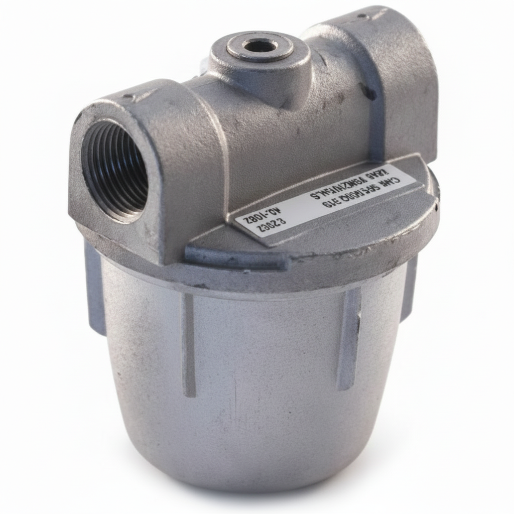 3/8" inline aluminium oil filter with paper element - side view