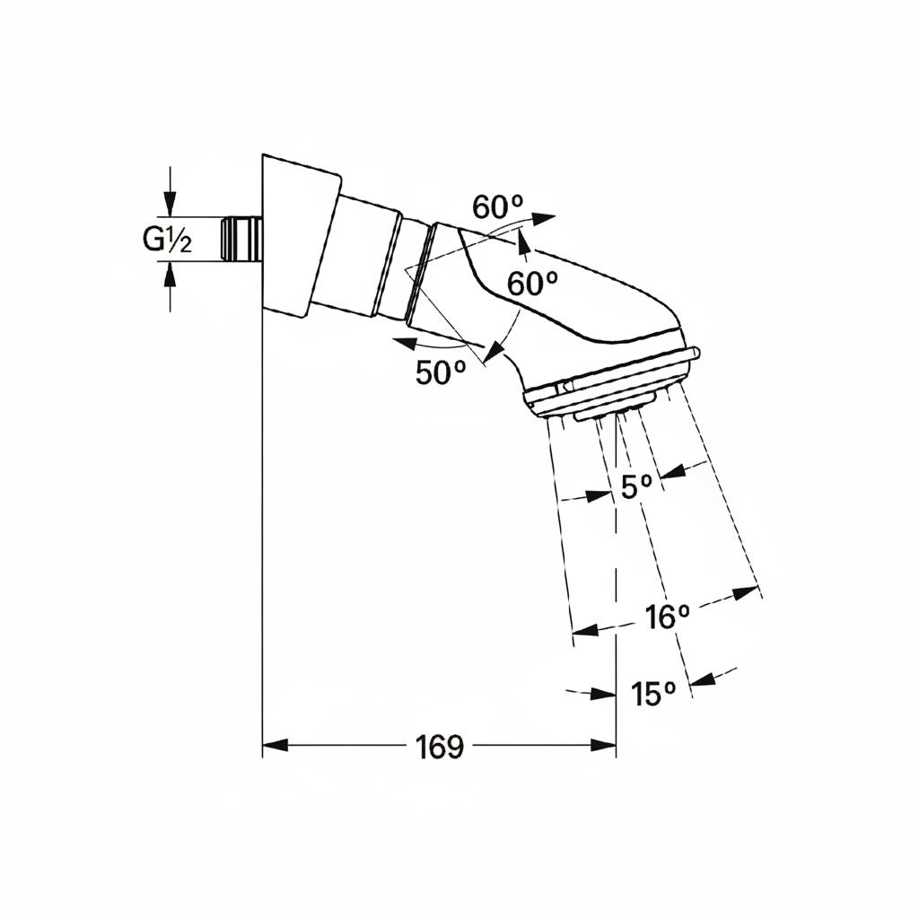 Grohe 28196L Relexa Plus Top 4 Head shower - line drawing