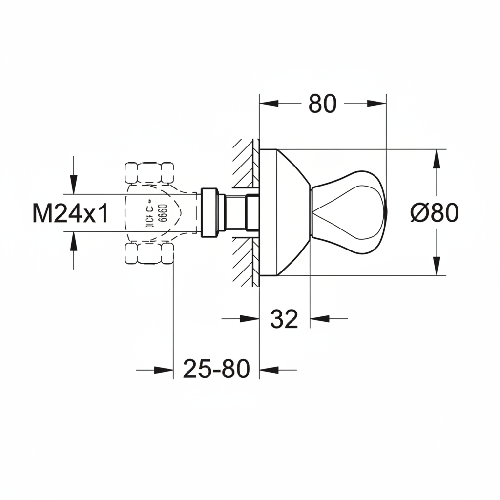 Grohe 19820 Grohe Handle, Rosette & Spindle Assembly - line drawing
