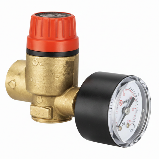 Orkli 17004.01   1/2" F X F 3 bar Safety Relief Valve c/w Gauge