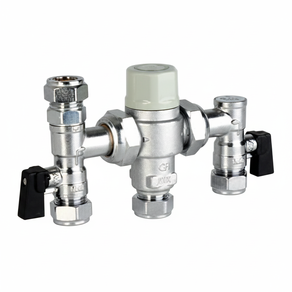 Intamix 400MS15cp Failsafe Mixing Valve with MX Valves - White Background