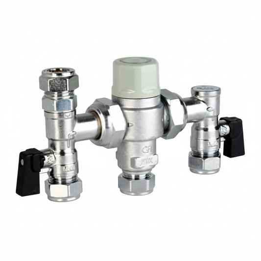Intamix 400MS15cp Failsafe Mixing Valve with MX Valves - White Background